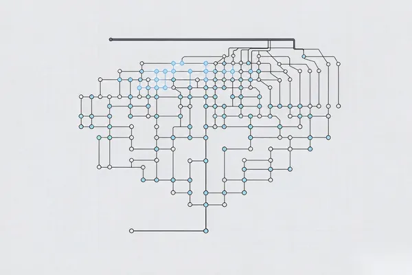 分支合并汇聚成主干的编辑部插画