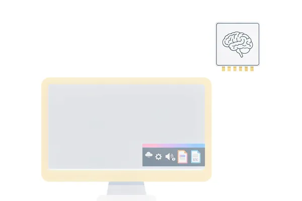 本地运行 AI 模型的桌面应用扁平插画