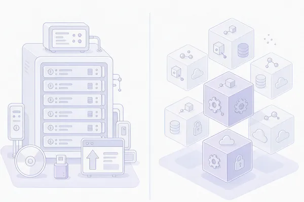 宝塔面板与 1Panel 架构对比示意