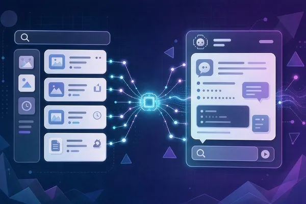 传统搜索结果页与 AI 生成答案界面对比示意图